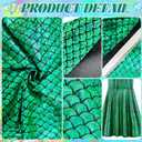 7PCS Summer Mermaid Costume Women Beach Sequin Shiny Skirt Sea-Maid Tail Swimsuit Cover up Shell Necklace Hair Clip (Green)