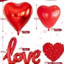 Anniversary Balloons Decorations,Happy Anniversary Banner,Red Heart Shaped Balloons,Large Love Balloon,Rose Petals,Latex Balloon for Romantic Nigh Valentines Day Party Supplies