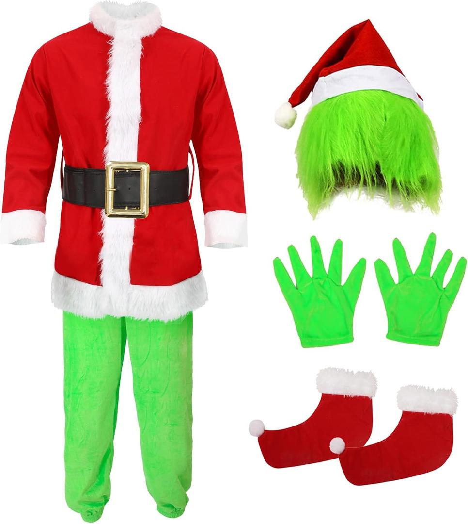 Christmas Green Monster Costume Kids Furry Santa Claus Outfit Christmas Cosplay Costume Holiday Party Dress up (Medium) Christmas Green Monster Costume Kids Furry Santa Claus Outfit Christmas Cosplay Costume Holiday Party Dress up (Medium)