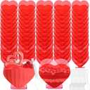 Mini Heart Shaped Dessert Cups with Spoons 2.7 oz Valentine Day Plastic Appetizer Cup Clear Disposable Reusable Heart Shaped Bowl for Valentine Wedding Party Cakes Ice Cream(Red,100 Set)