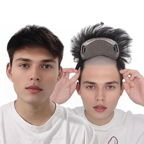 AYunhe Men's Partial Wig Thick Real Human Hair Toupee with PU Around With Tape Replacement System Prosthetic Hair Wig Male Hairpieces For Men Baldness (Lace Base 18 * 20cm)