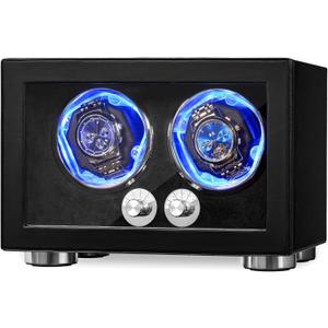 ANWBROAD Watch Winder for Automatic Watches, Double Watch Winder with LED and 4 Modes, Automatic Watch Winder Box with Quiet Motor, Watch Spinner with Type-C Adapter