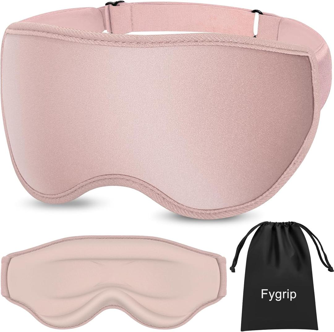 3D Eye Mask Sleep Mask for Men & Women, 100% Pressure-Free & Light Block-Out Eye Mask for Sleep with Easy Adjustable Strap, Night Eye Cover for Travel, Pink