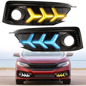 Fog Lights Led Daytime Running Light DRL for Honda Civic 10th Gen 2019 2020 Civic Sedan Coupe LX EX Turn Signal Lights Civic Accessories (CIVIC 2019-2020-Sedan)