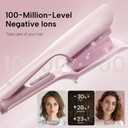 Crimper Waver Tool LENA S17S for Short to Medium Hair, Compact Styler with Titanium Barrel, Fast Heating, Adjustable Temperature, Anti-Scald Design, Auto Shut-Off, Negative Ions, Pink