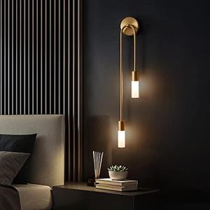 Brass Finish Wall Sconces 2-Light G9 Gold Vanity Lights, Modern Wall Mount Light Fixtures with White Acrylic Shade, Minimalist Wall Lamp for Bedroom Mirror Living Room Aisle (Warm Light)