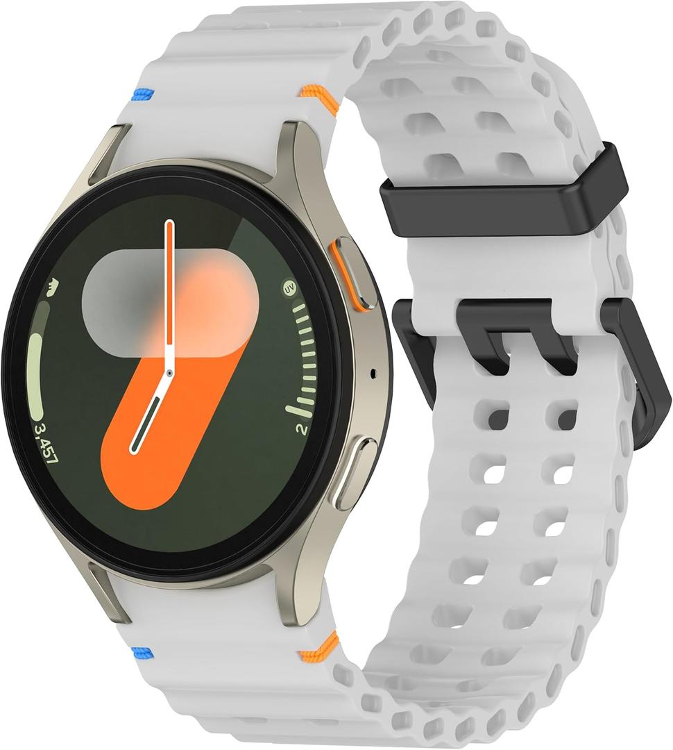 Silicone Band Compatible with Samsung Galaxy Watch Ultra 47mm (2024/2025), Breathable Silicone Band for Galaxy Watch 7 6 5 4 44mm 40mm / 6 Classic 43mm 47mm / 5 Pro 45mm / 4 Classic 46mm 42mm (Grey)