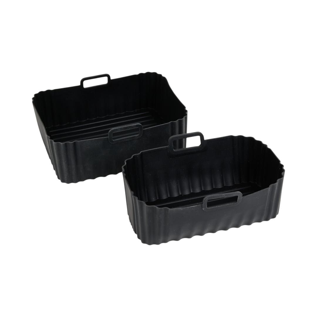 Set of 2 Kitchen Master Silicone Rectangular Airfryer Liners - Black