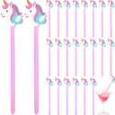 Remerry 24 Pcs Unicorn Swizzle Sticks 6.7 Inch Unicorn Acrylic Drink Stirrers Reusable Pink Cocktail Coffee Stirrers Bulk for Bachelorette Bridal Baby Shower Wedding Birthday Party Decor