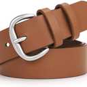 WHIPPY Women Leather Belt for Jeans Pants Dresses Black Ladies Waist Belt with Pin Buckle,M