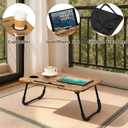 Lap Desk Foldable Laptop Table Portable Bed Tray Desk with Holders for Cup and Tablet Small Personal Lap Tables for Sofa Couch Floor Travel Beach Camping Dark Brown