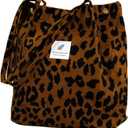 Corduroy Tote Bag Cute Tote Bags for Women Shoulder Bag with Inner Pocket for Work Beach Travel and Shopping Grocery