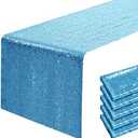 6 Packs 12 x 108 inches Blue Sequin Table Runner, Glitter Blue Table Runner for Wedding Birthday Bachelorette Holiday Party Supplies Decorations Bridal Shower Baby Shower