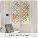 Coavas Stained Glass Window Film Decorative Privacy Cling for Home Bathroom & Front Door, 3D Floral Design, UV Blocking, Heat Control, Non-Adhesive, Reusable, Yellow, 23.6" x 35.4"