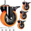 4 inch Stem Caster Wheels 2000lbs, Threaded Stem Casters Set of 4 Heavy Duty,3/8"-16 x 1(Stem Diameter 3/8", Length 1"), Safety Dual Locking Caster, Industrial Castor Wheels for Cart,Furniture