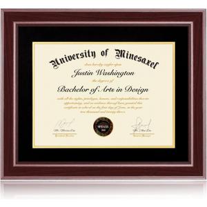 16x20 Diploma Frames 12x16 with Black Mat - Cherry Red Wood Finish | Shatter-Resistant Glass | for Wall Mounting | Gift for Graduations & Professional Certificate (1 Pack)