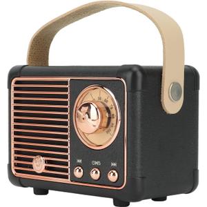 Tbest Portable Retro Bluetooth Speaker, Vintage Decor Mini Speaker for Kitchen, Desk, Bedroom, Office, Outdoor (Black)