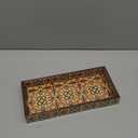 Wooden Decorated Tray Handmade Handcrafted Rectangular Decorative Tray Platters for Table Decor Kitchen Home and Gifting (Brown) (Brown 12x5.5)