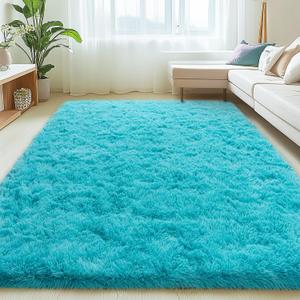 6x9 Rugs for Living Room, Large Fluffy Area Rugs for Bedroom, Soft Carpet Shag Kids Room Rug, Non-Slip Fuzzy Rugs Indoor (Turquoise Blue, 6ft x 9ft)