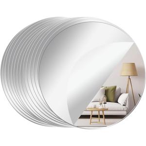 14 Pcs Acrylic Round Mirror for Tables Centerpieces, 8 inch Circle Mirror Tiles Tray for Wedding Wall Home Living Room Bedroom Decor, Small for Crafts (8in/20cm)