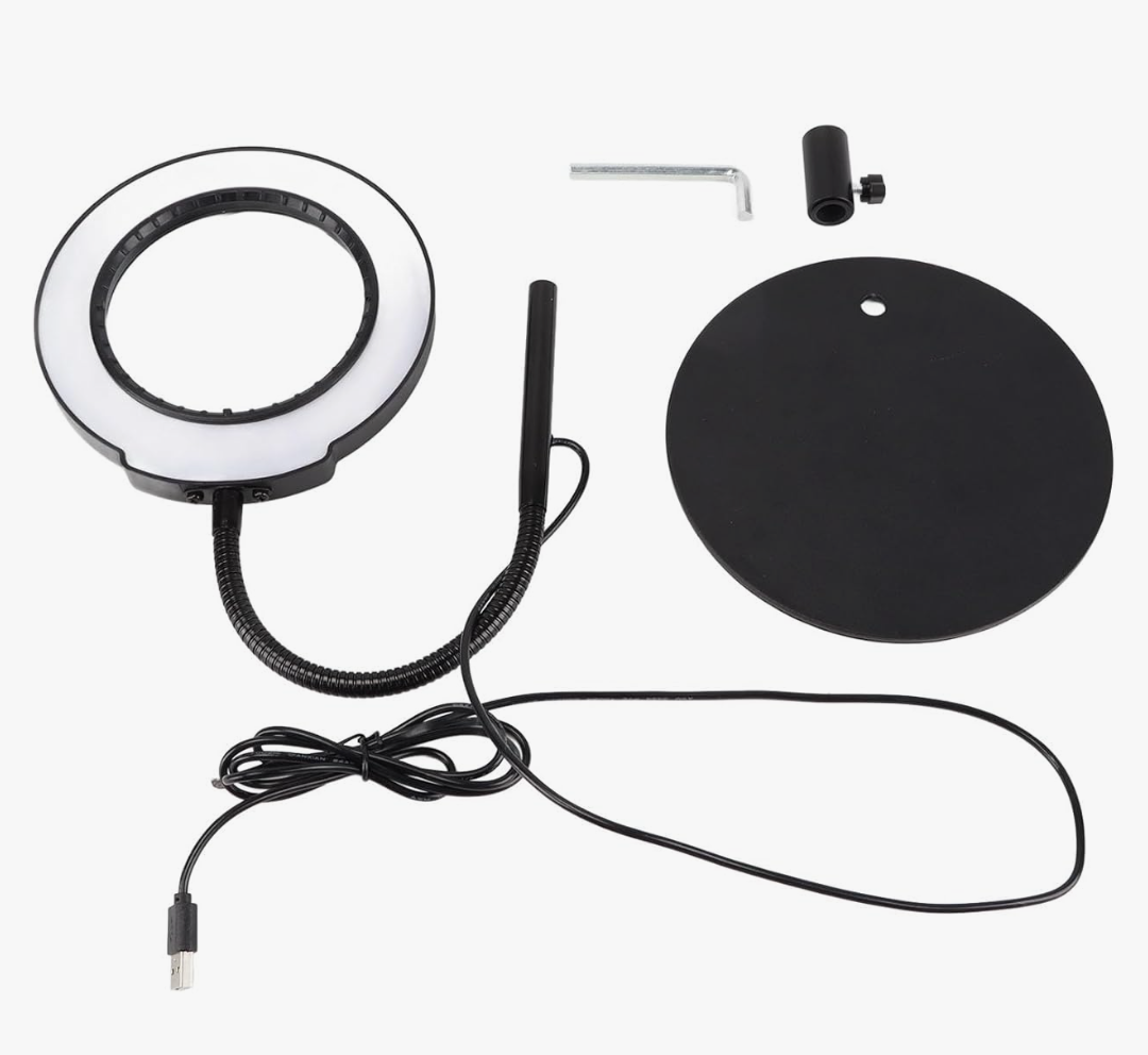 Repair Magnifying Glass with Light Stand 10X Desk 5 Color Modes Stepless Dimmable Clamp Flexible Gooseneck Magnifier