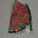 SYROVIA Round Christmas Placemat Set - Cream & Gold Floral/Red & Green Festive Coaster - Embroidered Linen Gift Poinsettia Flower Place Mat Decorative Placemats Heat Resistant Pad, Set of 2 (15.8")