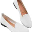 BABUDOG Women's Sparkly Flats Shoes Shiny Mesh Loafers Shoes Soft Memory Foam Flats(Sparkly White.US10)