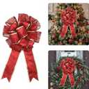 BinaryABC Valentine's Day Bows Decoration Ornaments,Christmas Tree Topper Bow(Red)