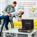 Vinyl Record Player 3-Speed Bluetooth Suitcase Portable Belt-Driven Record Player with Built-in Speakers RCA Line Out AUX in Headphone Jack Vintage Turntable