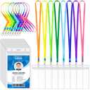Kingdder 48 Sets Kids Lanyard with ID Badge Holder Bulk Vertical Name Tag Holder Neck Lanyard for Adult (Assorted Color)