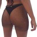 Women Rave See Through Hollow Out Rhinestone Bikini Cover Up Skirt Festival