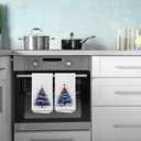 Red White and Blue Christmas Tree Kitchen Towels, USA Flag Patriotic Christmas Dish Tea Towels, 4th of July Independence Day Xmas Tree Hand Towel for Bathroom Kitchen, 16x24 Inch Set of 2