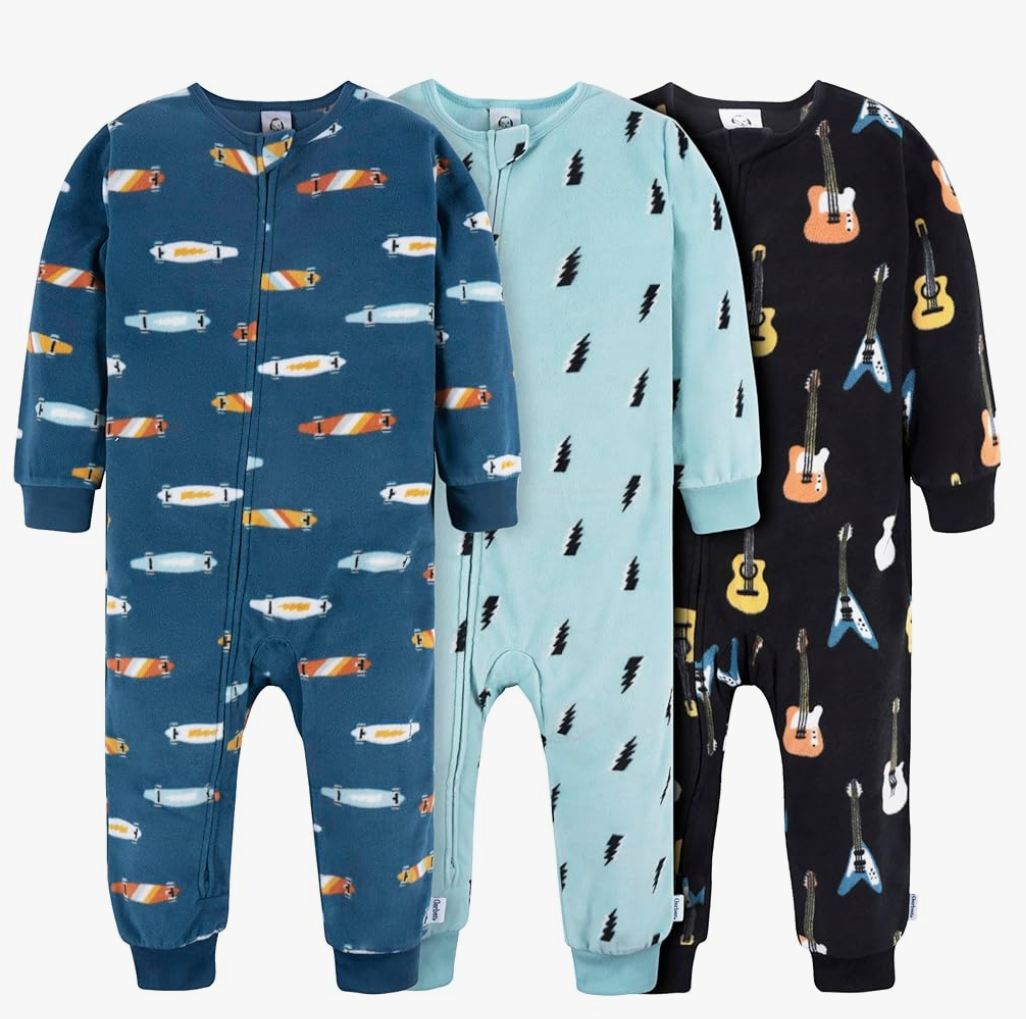 Gerber Baby Boys' Flame Resistant Fleece Footless Pajamas (3 Pack) 3T