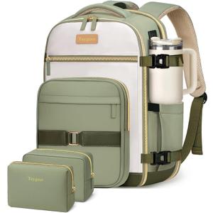 Taygeer Underseat Personal Item Backpack, Dirt-resistant TSA Approved United Airlines Personal Item Bag 17x10x9 with 2 Packing Cubes, 35L Travel Carry on Backpack for Airplanes women, Green