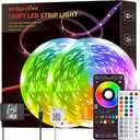 HEDYNSHINE LED Strip Lights 100ft 2rolls, RGB Color Changing Smart Strip Lights by APP, Sync to Music,40 Key Remote Control,LED Lights for Bedroom