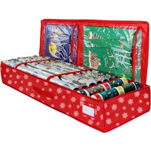 Delixike Christmas Wrapping Paper Storage Organizer, Gift Wrap Storage Bag with Pockets,600D Heavy Duty Underbed Gift Wrap Organizer Fits for Holiday Accessories Ornaments (Large)