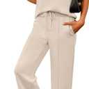 ANRABESS Two Piece Sets for Women Summer Sleeveless Sweatsuits Wide Leg Casual Lounge Set Matching Vacation Travel Outfits (Medium, Apricot)
