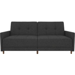 DHP Andora 76 Inch Futon Sofa Bed, Modern Upholstered Couch Sleeper with Button Tufted Back and Seat, Full, Grey