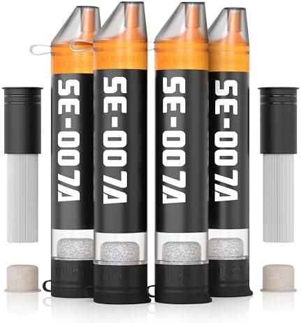 Personal Straw Water Filter to purify Water, Emergency Water Straws Portable Gear for Hiking, Camping, Travel, Fishing, Outing and Emergency Preparedness （4 Water Filters + 2 Filter Cartridges）