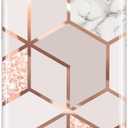 JAHOLAN Designed Case for iPhone 15 Plus Sparkle Glitter Plating Marble Protective Shockproof Slim Hard Back Cover Phone Case for iPhone 15 Plus Rose Gold