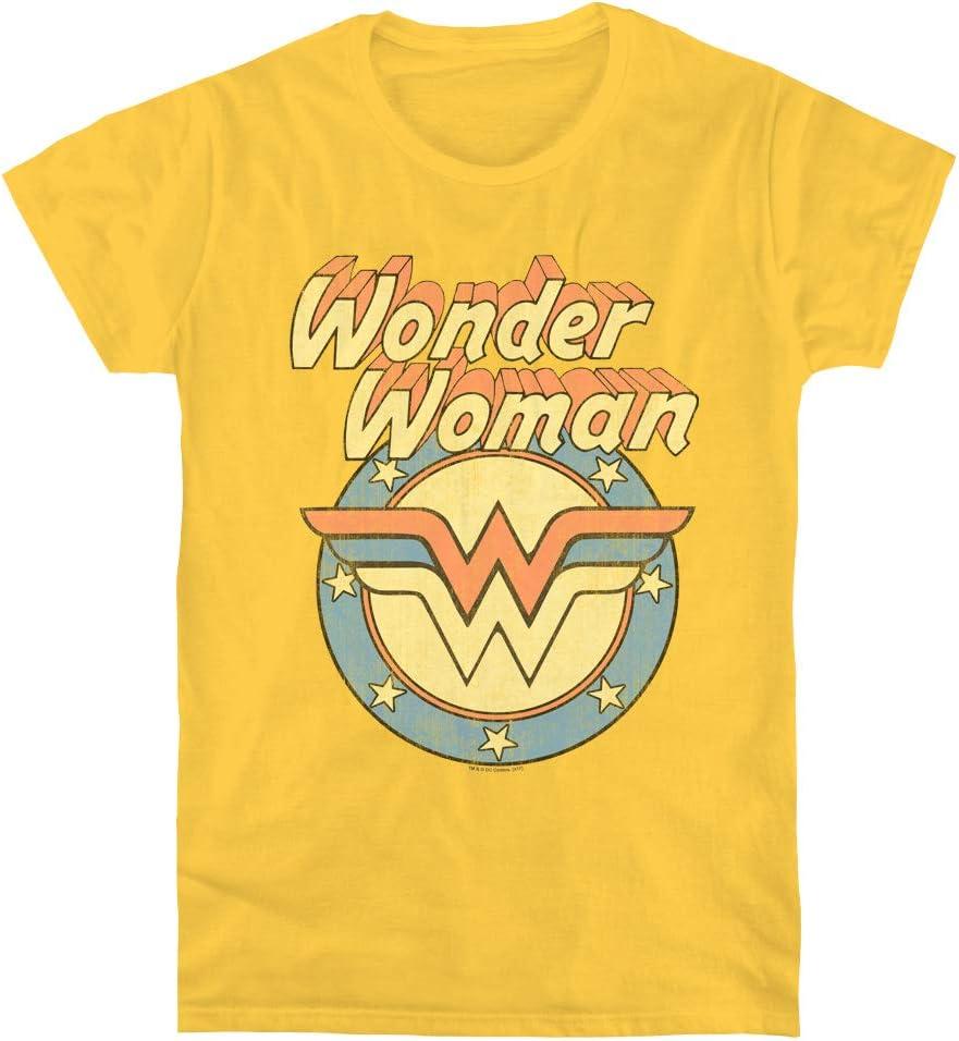 Popfunk Classic Wonder Woman Mother's Day Officially Licensed Womens Premium Cotton Short Sleeve Graphic T-Shirt & Stickers (XX-Large, Banana)