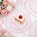 WDF 120pcs Pink Plastic Plates Disposable - Clear Pink Glitter Plates including 60PCS Dinner Plates 10.25inch and 60PCS Salad Plates 7.5inch for Wedding Baby Shower Spring Birthday