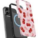 for iPhone 16 Pro Max Case, Wireless Charging Compatible,Dual-Layer Protection with Cute Wildflower, Soft Silicone + Hard Shell, Chic Phone Cover for Women - Sweet Cherry Bows