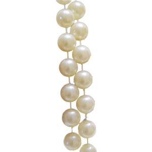 Xmada Pearl Strands, 14 mm Large Pearls Garland Faux Crystal Beads Garland Spool Roll for Crafts,Wedding Decorations,Christmas Tree Decorations (Ivory)