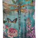 Dragonfly Beach Towel 31inx51in, Botanical and Butterfly Sand-Free Microfiber Bath Towel Ultra Soft Quick Dry Pool Towel Absorbent Towel Lightweight Towel for Swimming Bathroom Decor (One Size, Color 161)