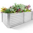 Land Guard 6×3×2 ft Galvanized Metal Raised Garden Bed, 2FT Deep Root Elevated Planter Box Steel Large Vegetable Flower Bed Kit（Silver）