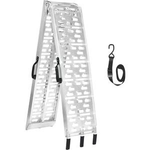MAXIVMAN Aluminum Motorcycle Ramp with Handle  750 Lbs Capacity, 7.5ft Folding Ramp with Load Straps for Pickup Trucks, Dirt Bikes, Motorcycles | 89" L x 12" W | 1 Pc