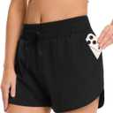GAYHAY Running Shorts for Women - Athletic Quick Dry Sports Womens Shorts High Waisted Gym Workout Black Shorts with Pockets (Black, L)