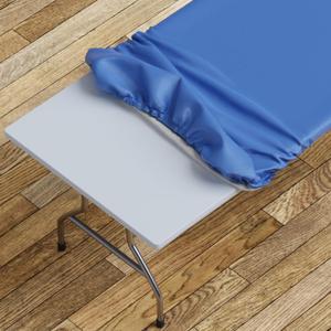 Sorfey Tablecloth -Fitted with Elastic, Vinyl with Flannel Back, Fits for Table 30"x 72" Rectangle,Water Proof, Easy to Clean, Solid Blue Design