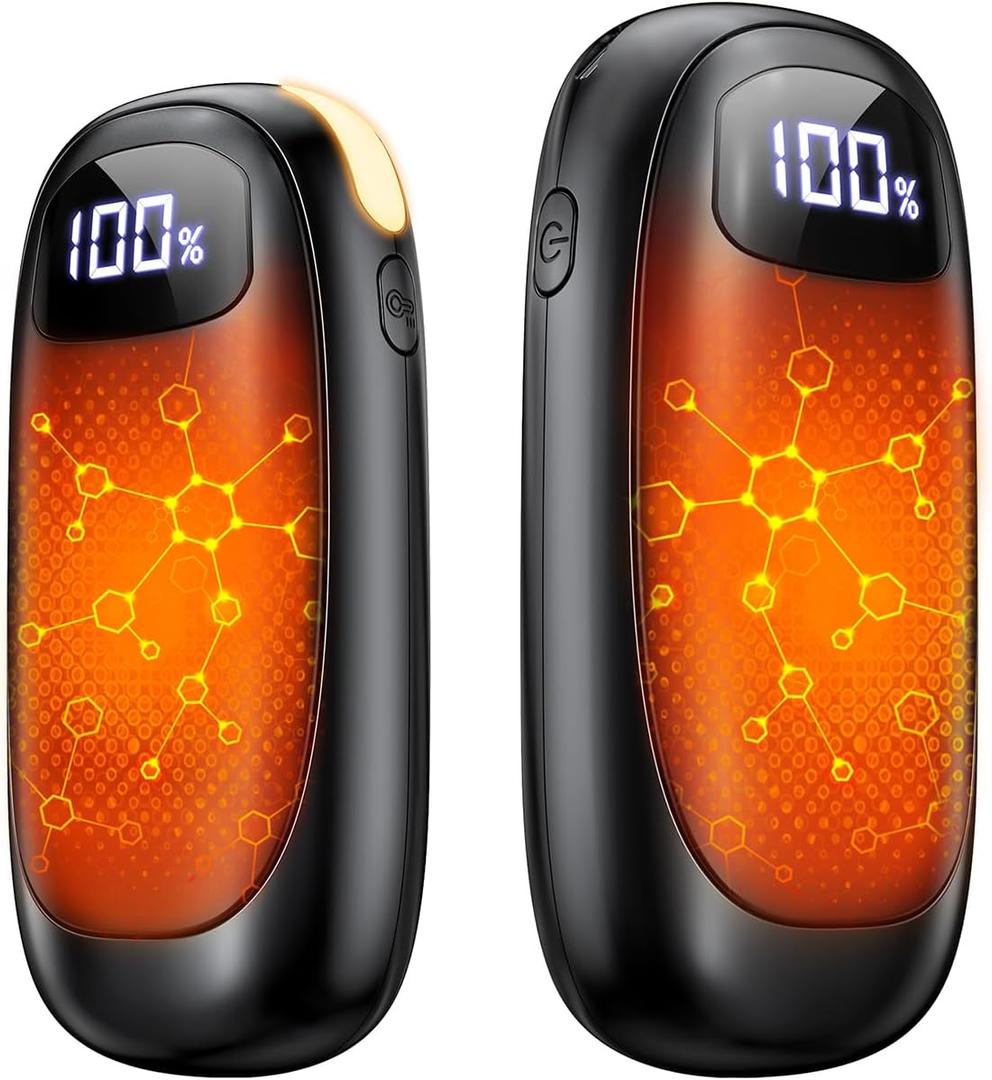 Hand Warmers Rechargeable - 2 Pack Electric Hand Warmers 14000mAh, 16 Hrs Warmth Dual-Sided Heating Max 131, 4 Heating Levels Battery Operated Pocket Heater for Raynauds, Hunting, Golf, Camping